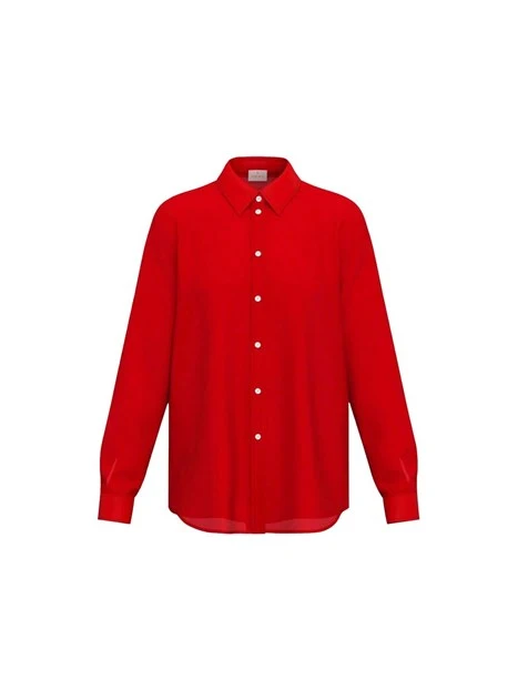 CAMICIA IN MISTO SETA ABBOTTONATURA A VISTA DONNA ROSSO