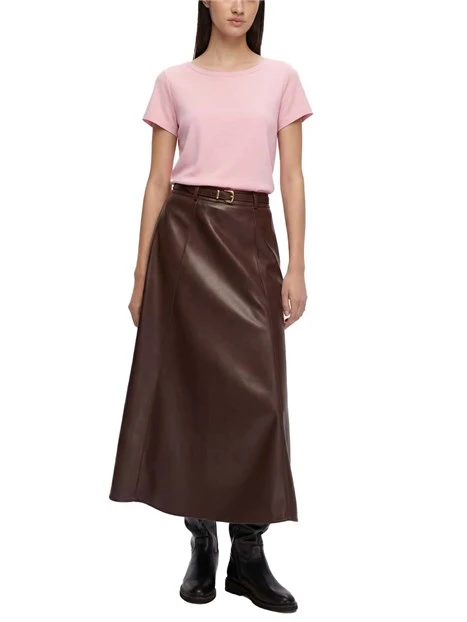 BLUSA IN MISTO SETA CON SCOLLO A BARCA DONNA ROSA