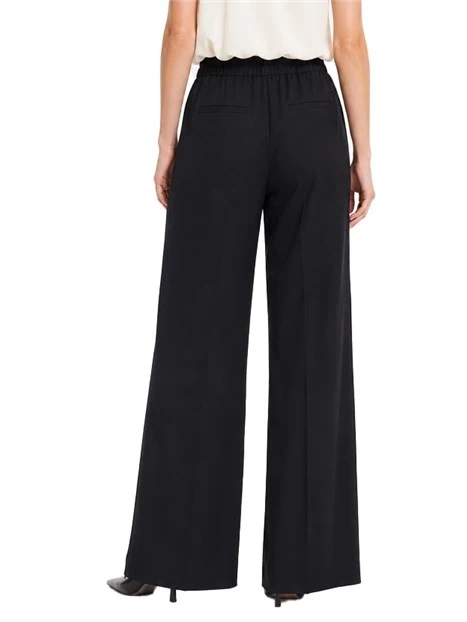 PANTALONE PALAZZO IN FLUIDO BISTRECTH CON PIEGA STIRATA DONNA NERO