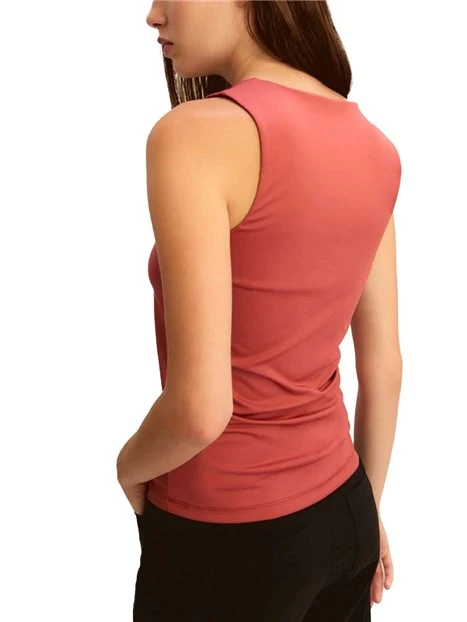 TOP CANOTTA IN JERSEY DONNA ROSSO