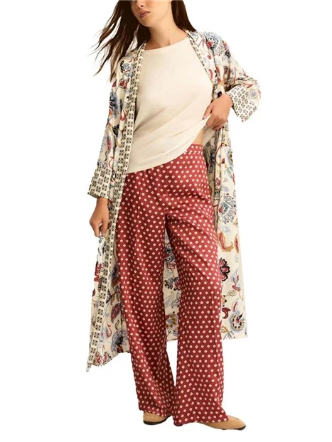 PANTALONI PALAZZO CON FANSTASIE VARIE DONNA ROSSO