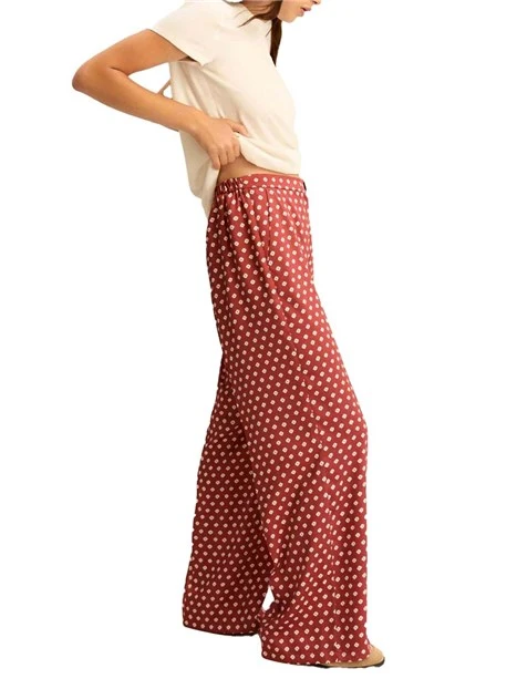 PANTALONI PALAZZO CON FANSTASIE VARIE DONNA ROSSO