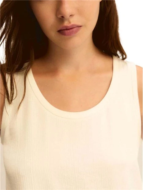 TOP IN ACETATO CON SPACCHI LATERALI DONNA BIANCO