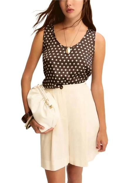 SHORTS CON INSERTO ELASTICO SUL RETRO DONNA BEIGE