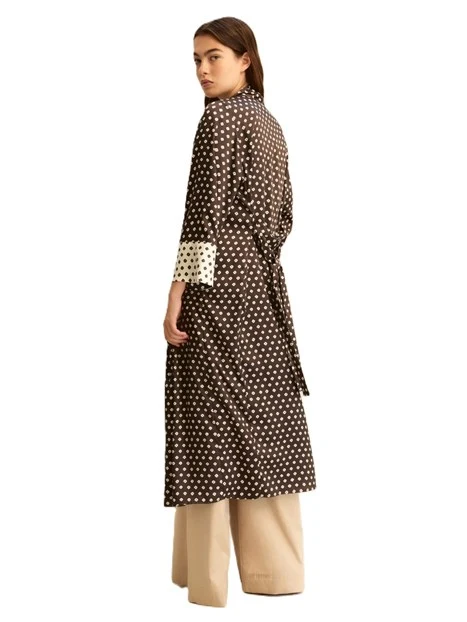 GIACCA A KIMONO IN TWILL STAMPATO CON MANICA TRE QUARTI DONNA VERDE