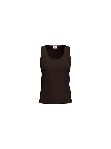 TOP CANOTTA IN JERSEY DONNA  MARRONE