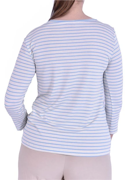 MAGLIA CON SCOLLO A BARCA IN JERSEY STRECTH DONNA BIANCO