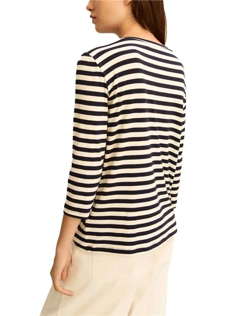 MAGLIA CON SCOLLO A BARCA IN JERSEY STRECTH DONNA  BLU