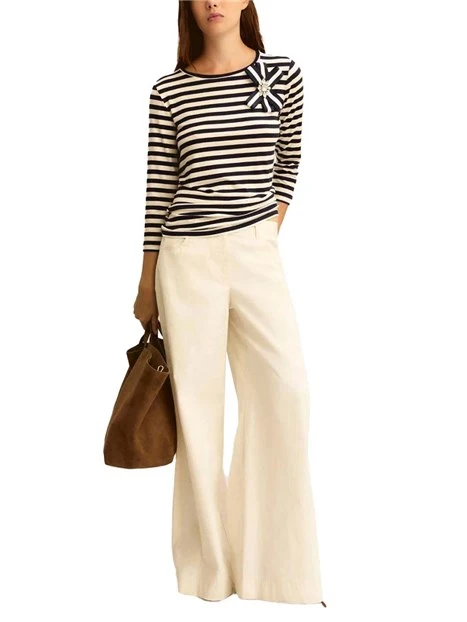 MAGLIA CON SCOLLO A BARCA IN JERSEY STRECTH DONNA  BLU