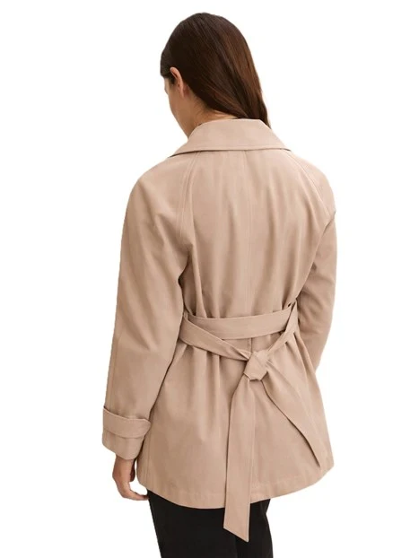 TRENCH IMPERMEABILE CON CINTURA IN TESSUTO COORDINATA DONNA BEIGE