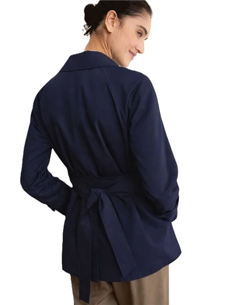 TRENCH IMPERMEABILE CON CINTURA IN TESSUTO COORDINATA DONNA BLU