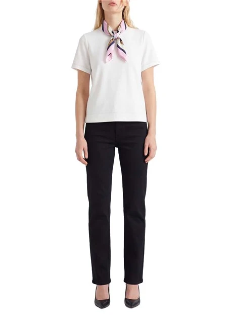 T- SHIRT MANICA CORTA CON FOULARD ABBINATO DONNA  BIANCO