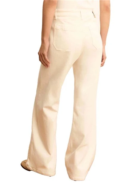 PANTALONI PALAZZO  BOTTONE PERSONALIZZATO DONNA BIANCO