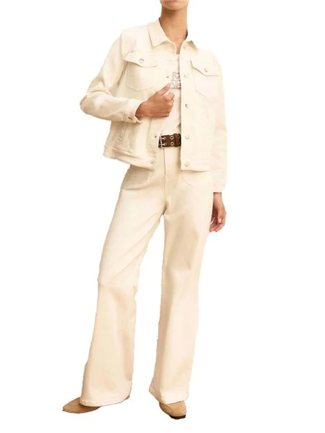 PANTALONI PALAZZO  BOTTONE PERSONALIZZATO DONNA BIANCO