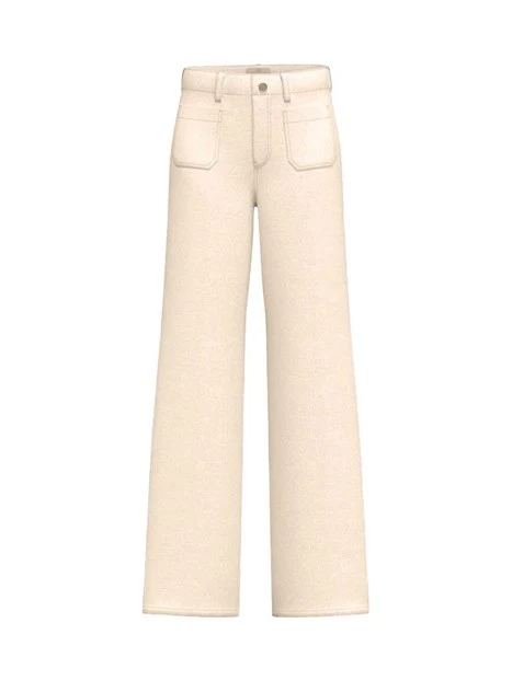 PANTALONI PALAZZO  BOTTONE PERSONALIZZATO DONNA BIANCO