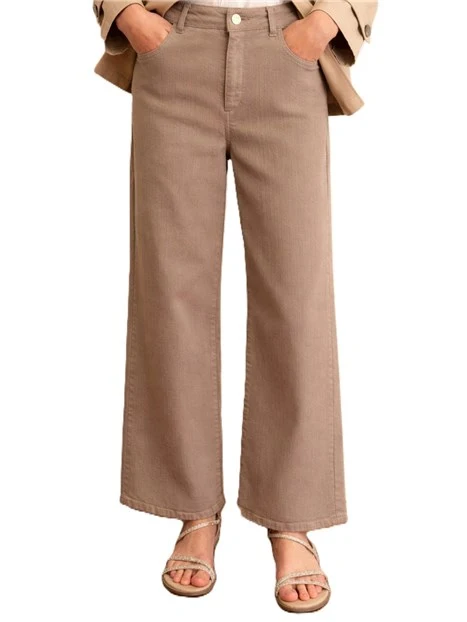 PANTALONI PALAZZO IN GARBADINA STRECTH DONNA BEIGE