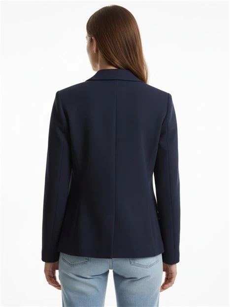 BLAZER MONOPETTO IN STUOIA CON PINCE E FIANCHETTI LATERALI DONNA BLU