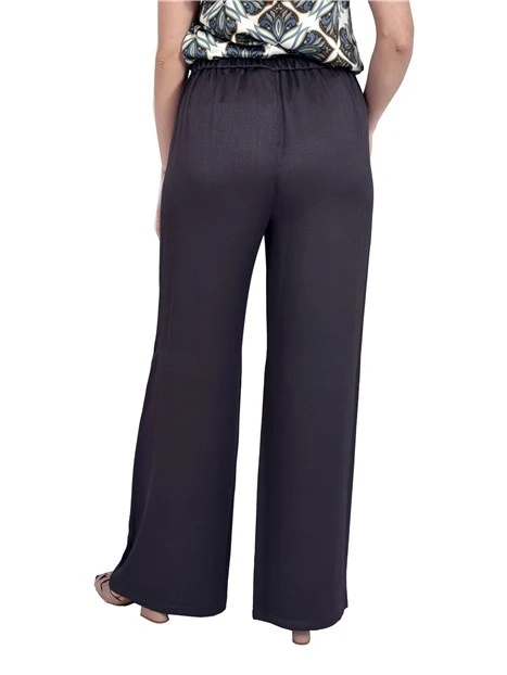 PANTALONI PALAZZO  IN MISTO VISCOSA FIT AMPIO DONNA MARRONE