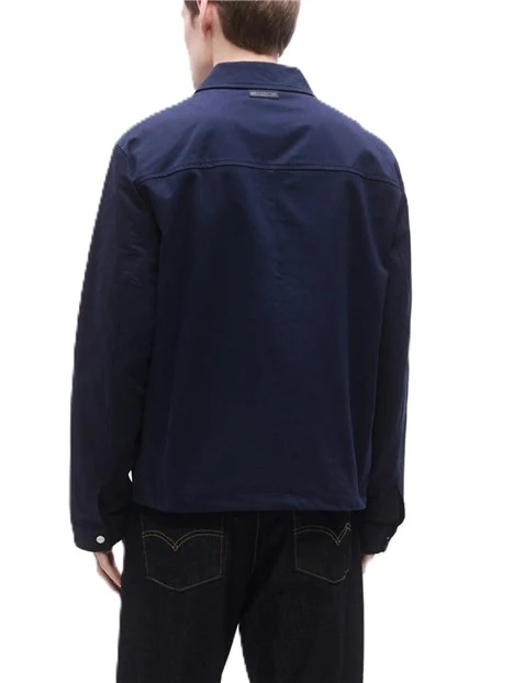 GIACCA IN COTONE CON ZIP SENZA CAPPUCCIO UOMO BLU