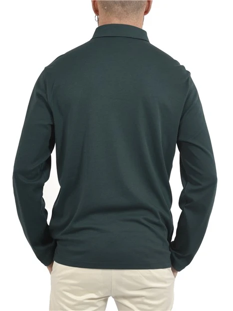 POLO MANICA LUNGA IN TESSUTO ELASTICIZZATO UOMO VERDE