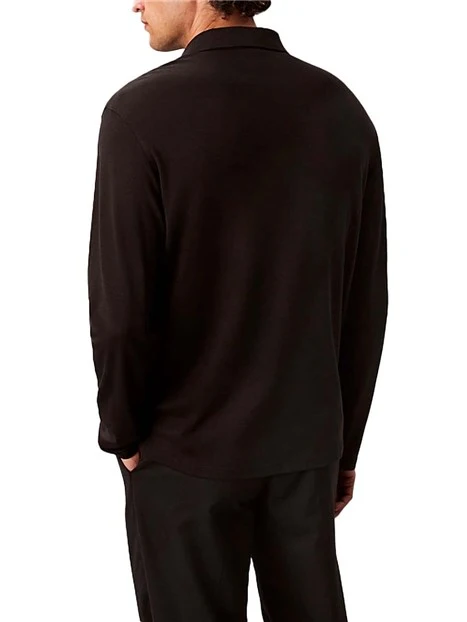 POLO MANICA LUNGA CON SPACCHETTI LATERALI  UOMO NERO