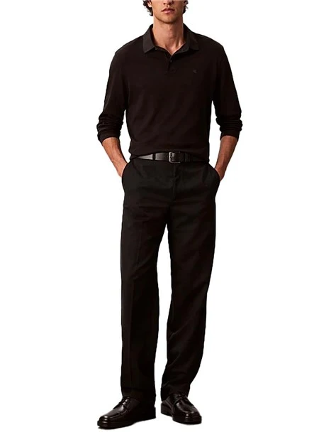 POLO MANICA LUNGA CON SPACCHETTI LATERALI  UOMO NERO