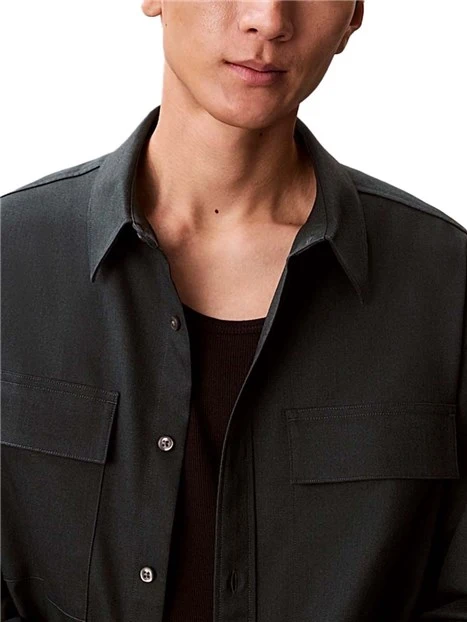 CAMICIA CASUAL DOPPIE TASCHE CUCITURE LATERALI UOMO GRIGIO SCURO