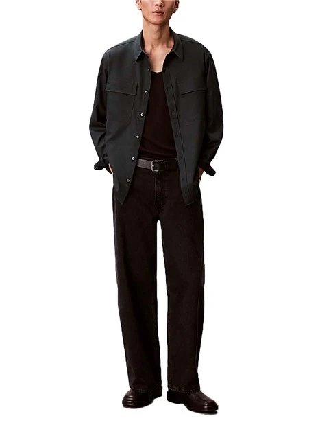 CAMICIA CASUAL DOPPIE TASCHE CUCITURE LATERALI UOMO GRIGIO SCURO