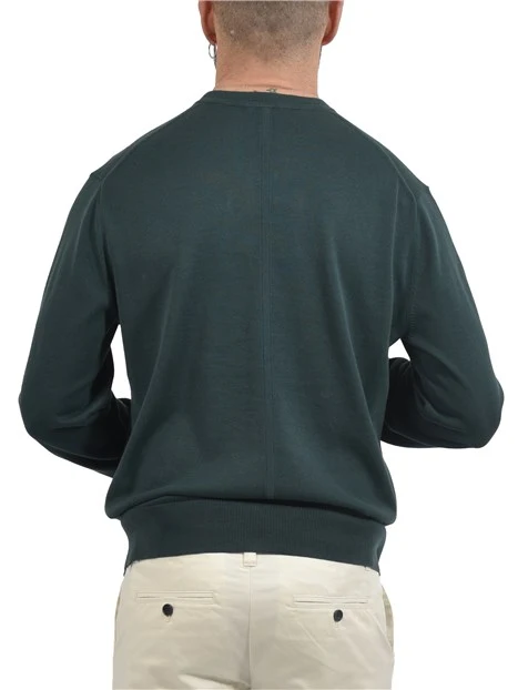 MAGLIA GIROCOLLO IN COTONE A MAGLIA FINE CON LOGO UOMO VERDE