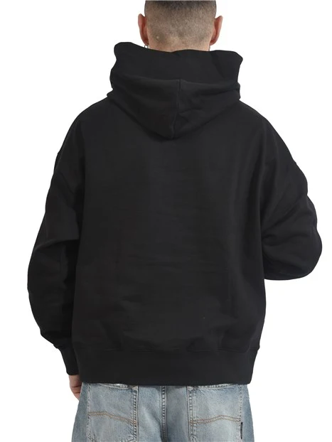 FELPA CON CAPPUCCIO CON TASCONE E LOGO GOMMATO UOMO NERO