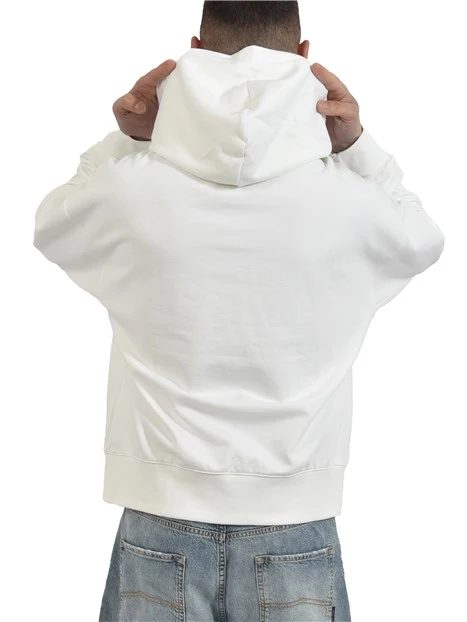 FELPA CON CAPPUCCIO CON TASCONE E LOGO GOMMATO UOMO BIANCO