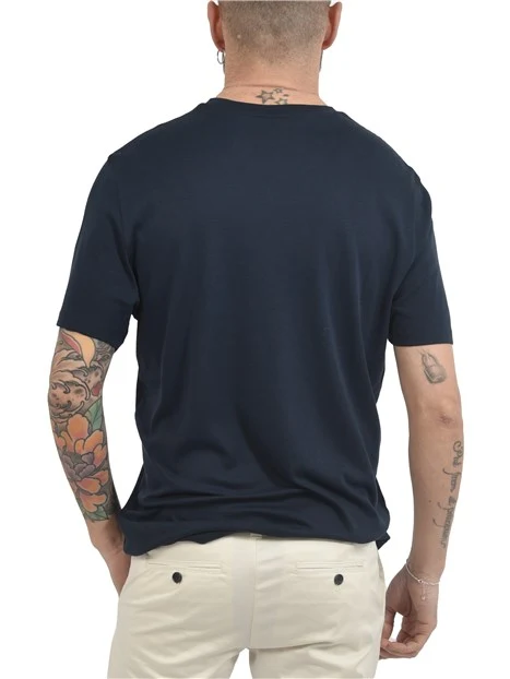 T-SHIRT MANICA CORTA IN COTONE PIMA CON LOGO UOMO BLU