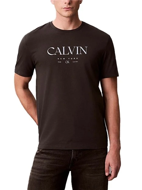 T-SHIRT MANICA CORTA CON LOGO STAMPATO SUL PETTO UOMO NERO