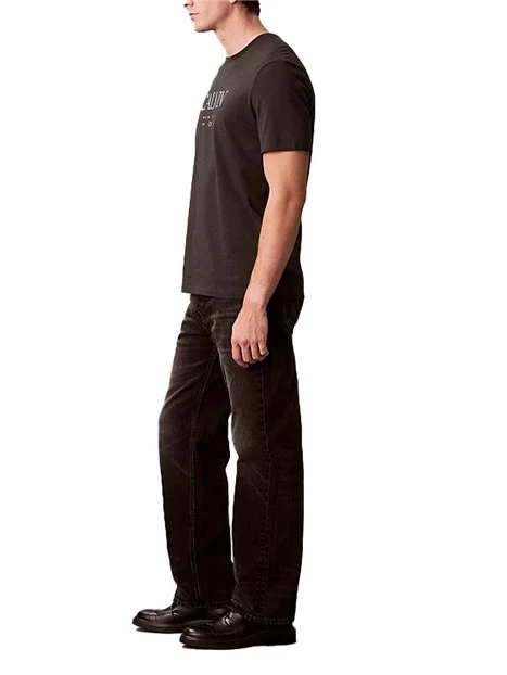 T-SHIRT MANICA CORTA CON LOGO STAMPATO SUL PETTO UOMO NERO