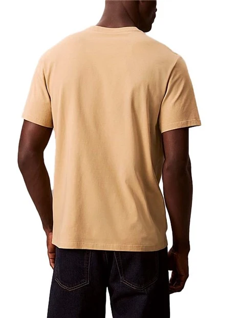 T-SHIRT MANICA CORTA CON LOGO STAMPATO SUL PETTO UOMO BEIGE