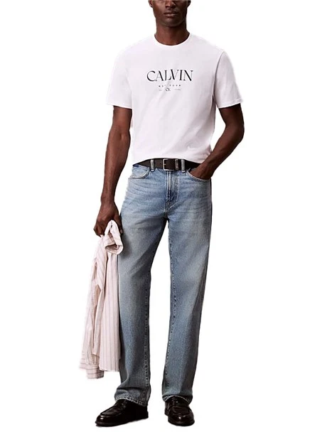 T-SHIRT MANICA CORTA CON LOGO STAMPATO SUL PETTO UOMO BIANCO