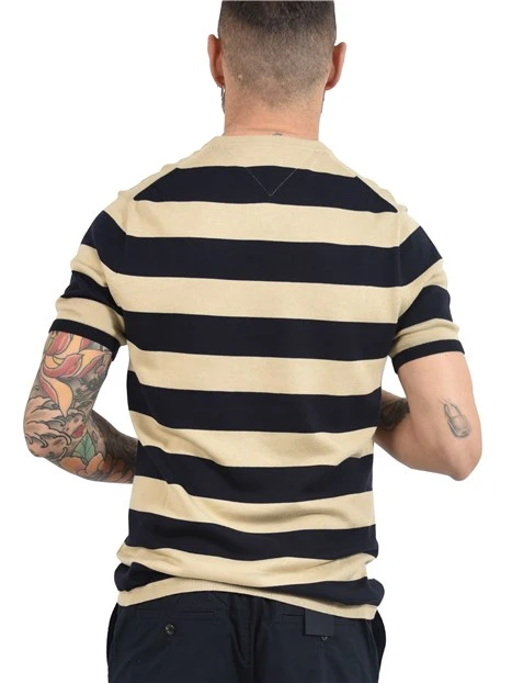 T-SHIRT MANICA CORTA CON ORLO A COSTE UOMO BEIGE