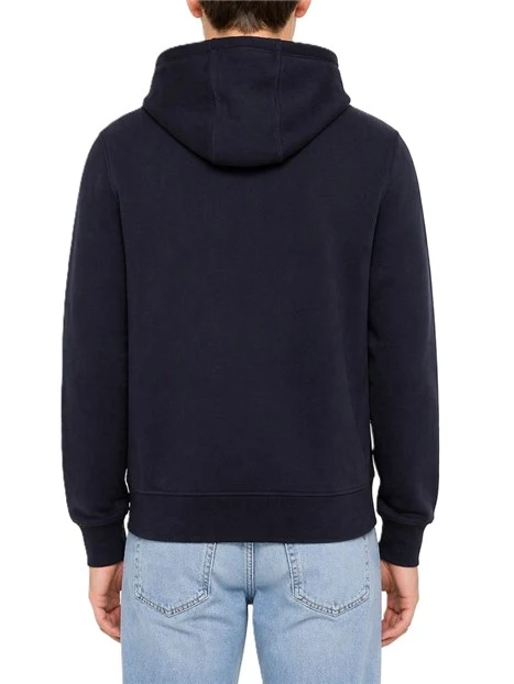 FELPA CON CAPPUCCIO IN COTONE NON FELPATO CON LOGO UOMO BLU
