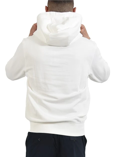 FELPA CON CAPPUCCIO IN COTONE NON FELPATO CON LOGO UOMO BIANCO