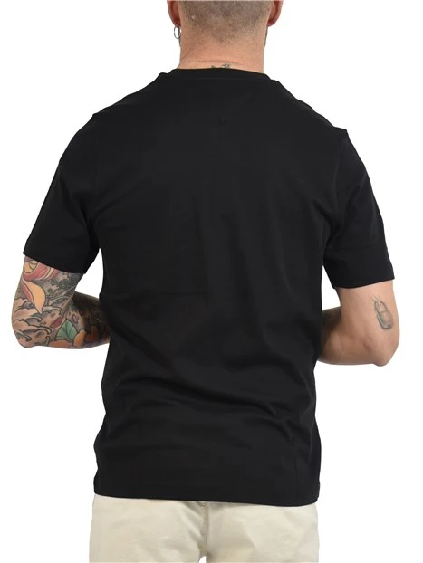 T-SHIRT MANICA CORTA CON BANDIERINA RICAMATA UOMO NERO