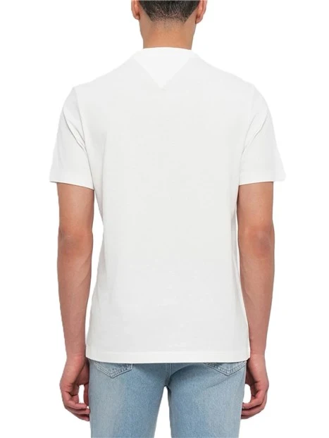 T- SHIRT MANICA CORTA CON DETTAGLIO BANDIERA SUL PETTO UOMO BIANCO