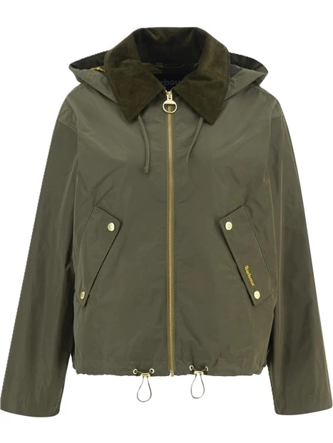 GIACCA IMPERMEABILE CON DETTAGLI IN TARTAN E CAPPUCCIO REMOVIBILE DONNA VERDE