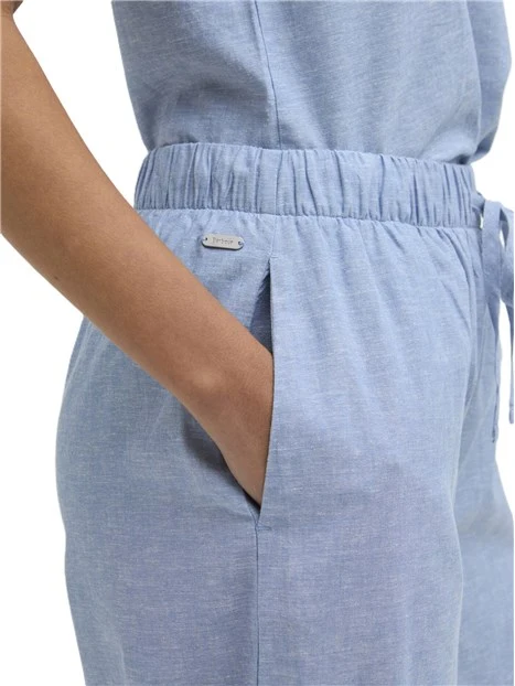 TOP SMANICATO MISTO LINO JOSIE DONNA AZZURRO