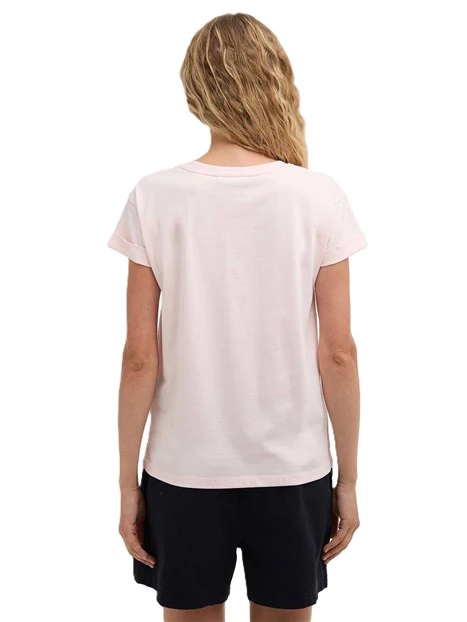 T-SHIRT MANICA CORTA BEDE IN JERSEY DI COTONE CON LOGO DONNA ROSA