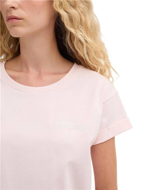 T-SHIRT MANICA CORTA BEDE IN JERSEY DI COTONE CON LOGO DONNA ROSA