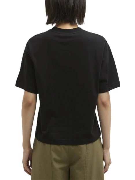 T-SHIRT MANICA CORTA MARJORIE CON SCOLLO A COSTE SOTTILI DONNA NERO