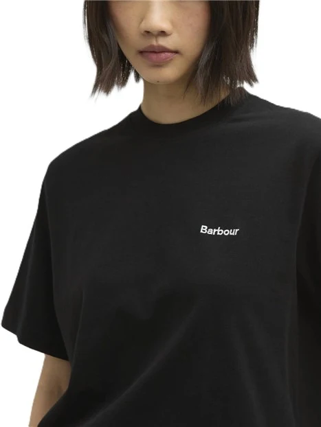 T-SHIRT MANICA CORTA MARJORIE CON SCOLLO A COSTE SOTTILI DONNA NERO