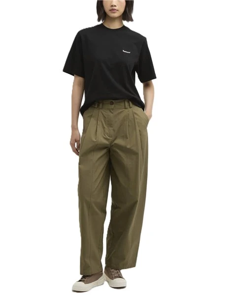 T-SHIRT MANICA CORTA MARJORIE CON SCOLLO A COSTE SOTTILI DONNA NERO