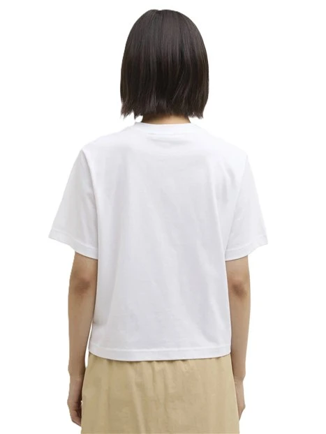 T-SHIRT MANICA CORTA MARJORIE CON SCOLLO A COSTE SOTTILI DONNA BIANCO