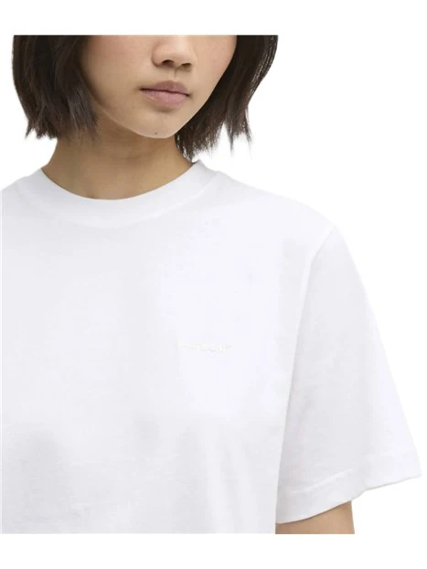 T-SHIRT MANICA CORTA MARJORIE CON SCOLLO A COSTE SOTTILI DONNA BIANCO